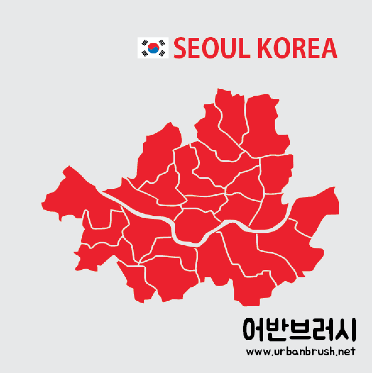 서울지도 Ai 일러스트 - Seoul Map Ai - Urbanbrush