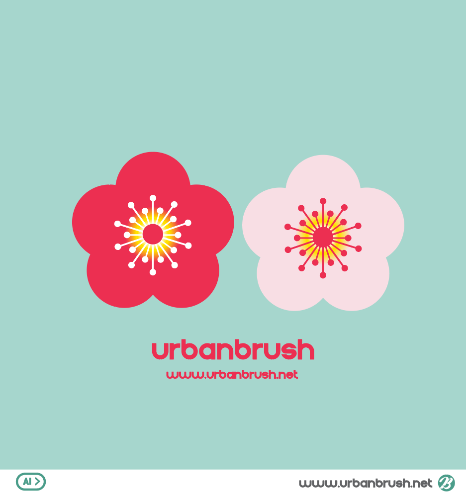 매화 꽃 일러스트 Ai 무료다운로드 Free Plum Blossom Illustration - Urbanbrush