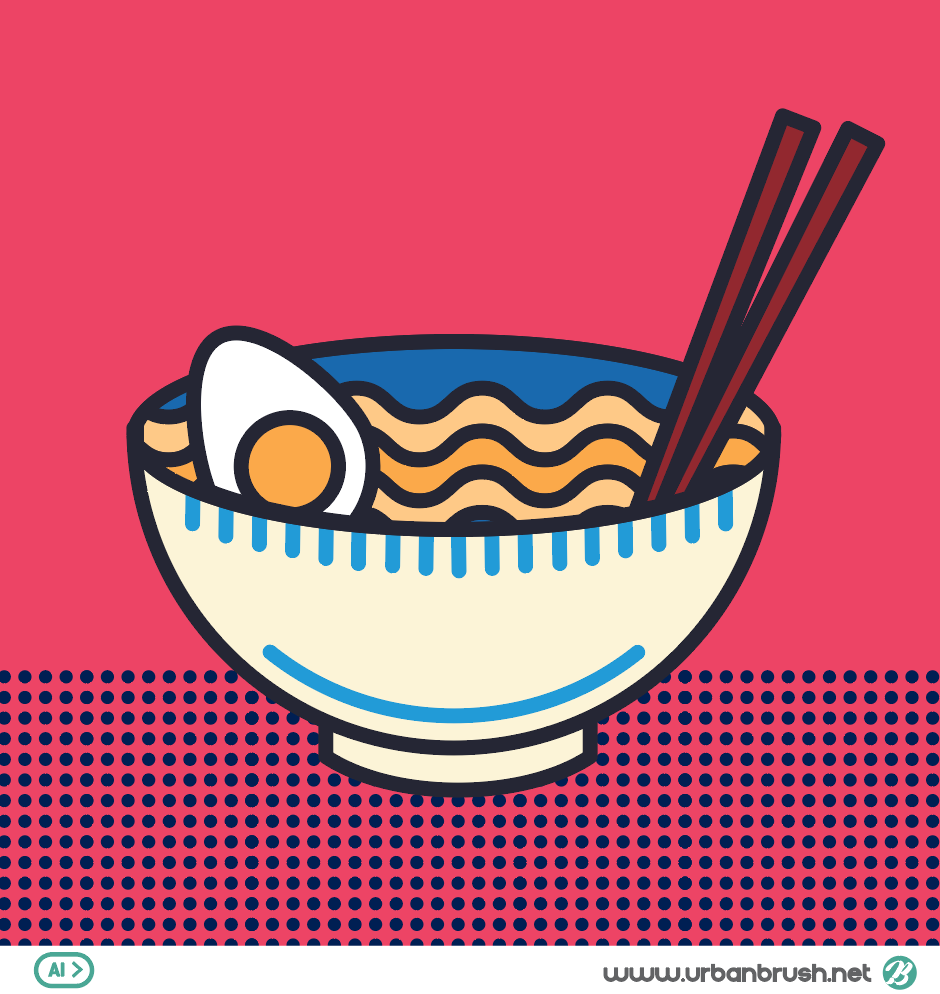 국수 일러스트 Ai 무료다운로드 Free Noodle Illustration - Urbanbrush