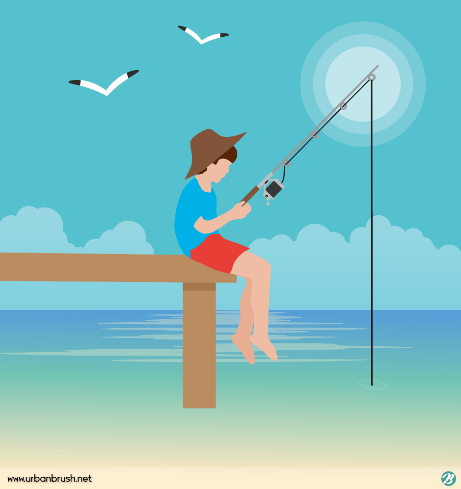fishing boy illustration ai free download free fishing boy vector -  Urbanbrush