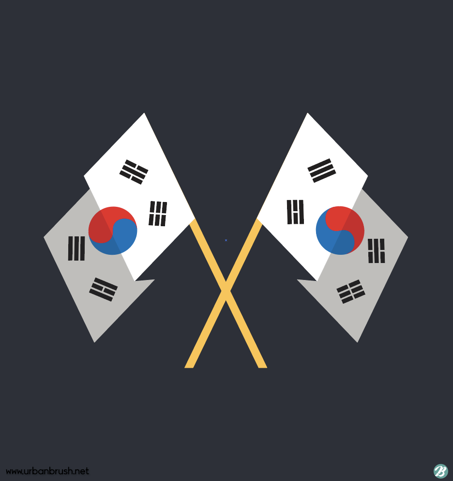 태극기 X자 일러스트 Ai 무료다운로드 Free Korea Flag Vector - Urbanbrush