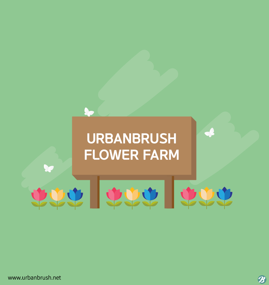 꽃농장 푯말 일러스트 Ai 무료다운로드 Free Flower Farm Vector - Urbanbrush