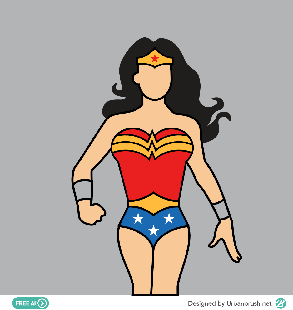 Funny wonder woman cartoon Royalty Free Vector Image