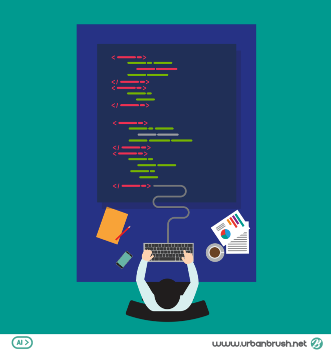 코딩 일러스트 백터 ai 다운로드 coding vector download - 어반브러시