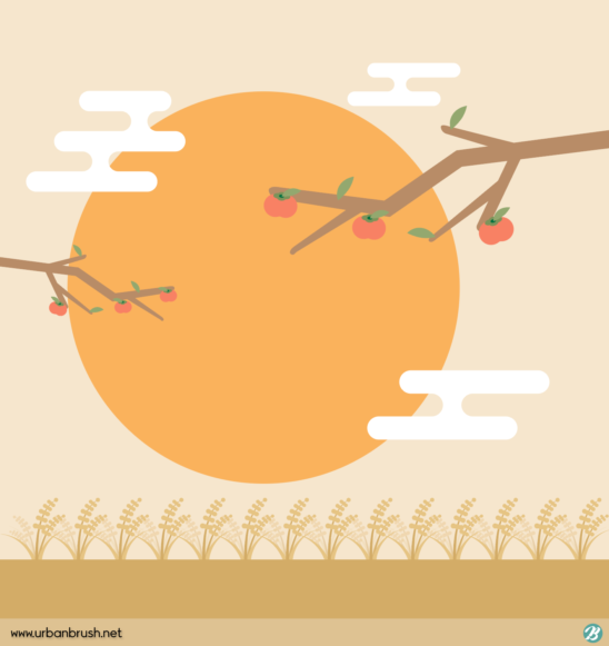 가을 일러스트 감나무