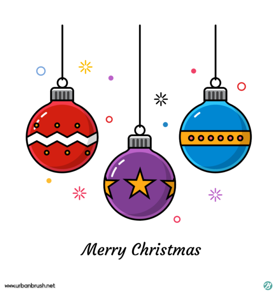 크리스마스볼 카드 일러스트