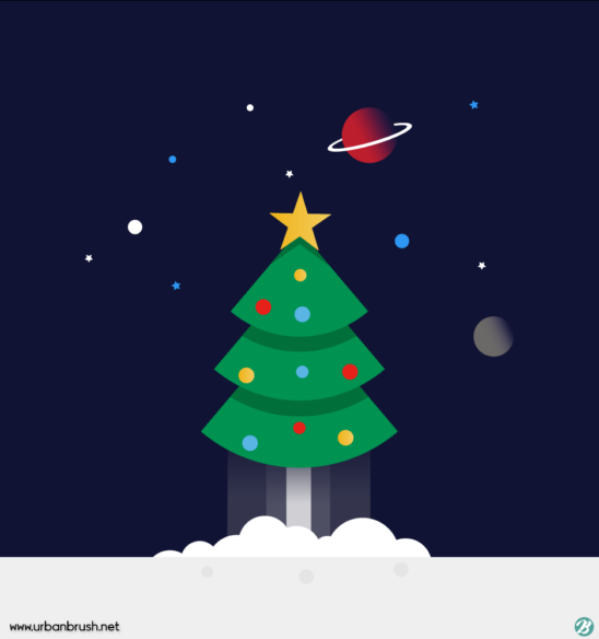 크리스마스트리 로켓 카드