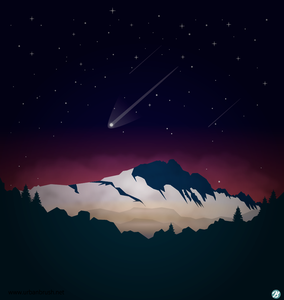 山夜景イラストai無料ダウンロード Free Night Mountain Vector Urbanbrush