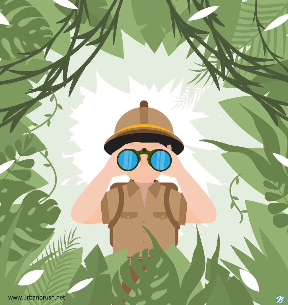 정글 탐험가 일러스트 Ai 무료다운로드 Free Jungle Explorer Vector - Urbanbrush