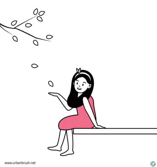 가을소녀 그림 일러스트