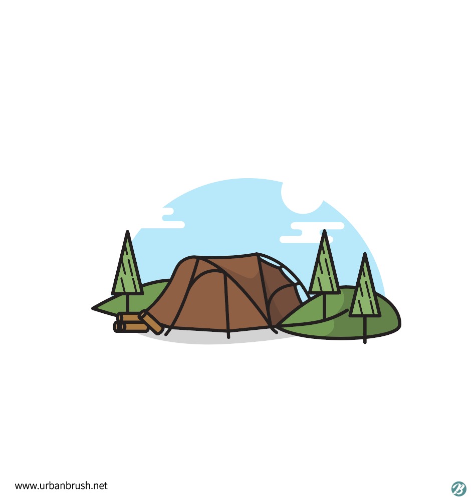 캠핑 텐트 일러스트 Ai 무료다운로드 Free Camping Tent Vector - Urbanbrush