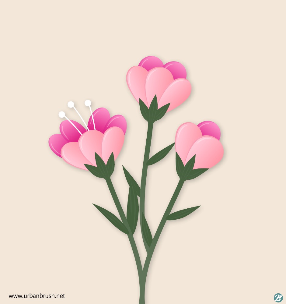 분홍 꽃 일러스트 Ai 다운로드 Download Pink Flower Vector - Urbanbrush
