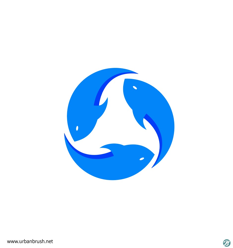 물고기 회전 로고 일러스트 Ai 다운로드 Download Fish Circle Logo - Urbanbrush