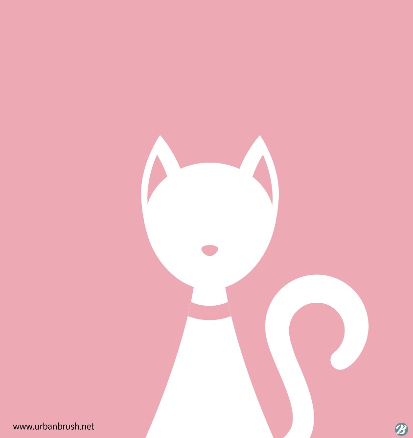 Flat pastel pink cat icon Royalty Free Vector Image