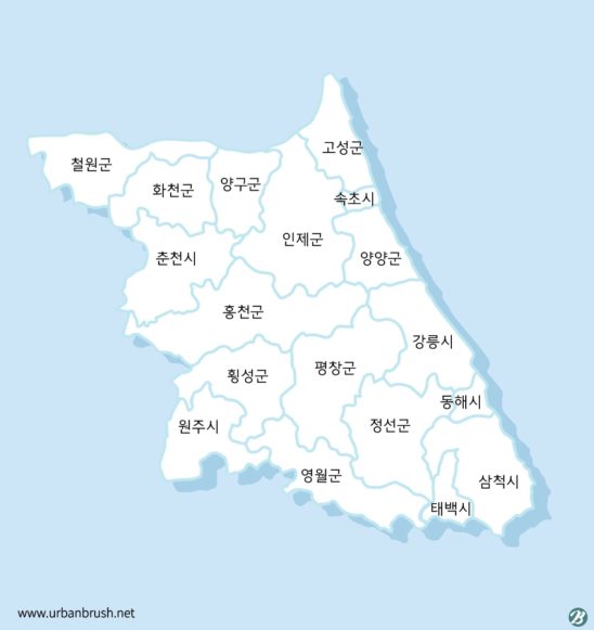 강원도 지도 일러스트