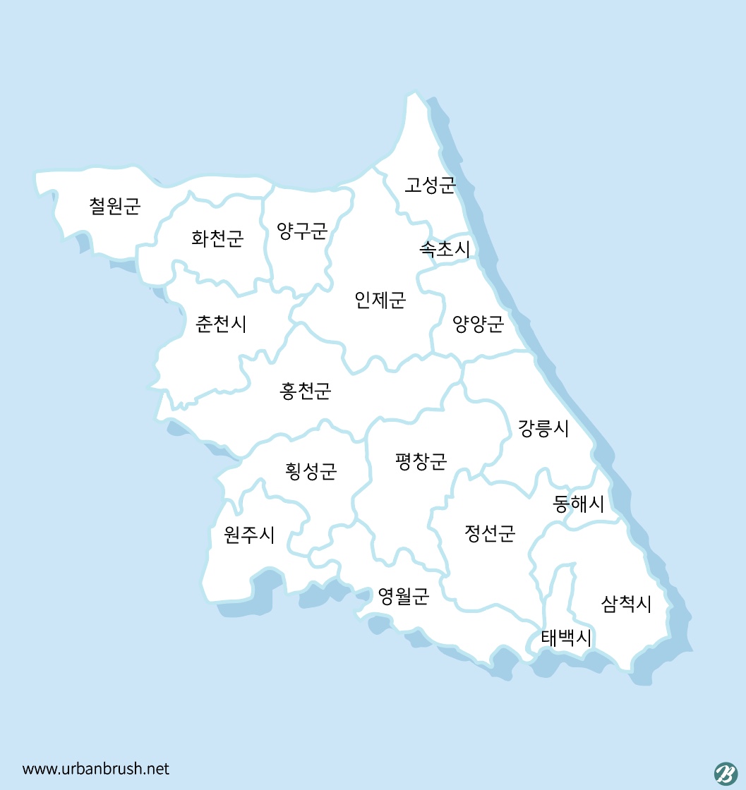 강원도 지도 일러스트 ai 다운로드 Download Gangwon-do Map Vector - Urbanbrush