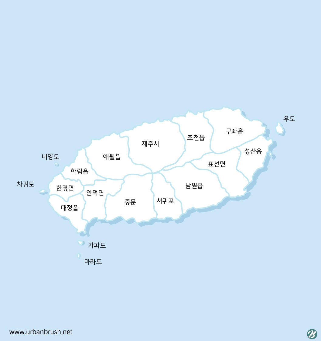 제주도 지도 일러스트 Ai 다운로드 Download Jeju Island Map Vector - Urbanbrush