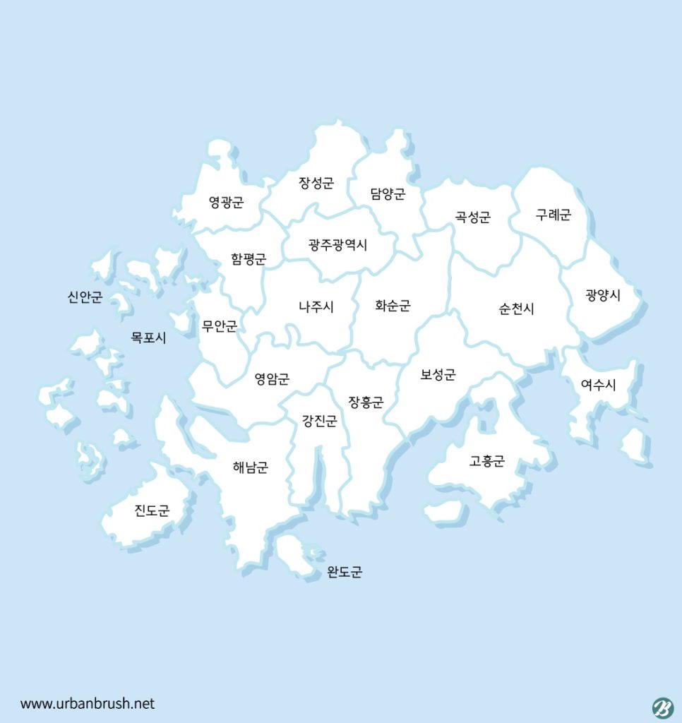 전라남도 지도 일러스트