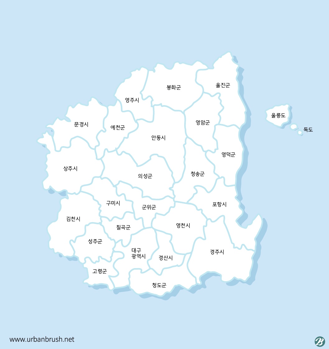 경상북도 지도 일러스트 Ai 다운로드 Download Gyeongsangbuk-Do Map Vector - Urbanbrush