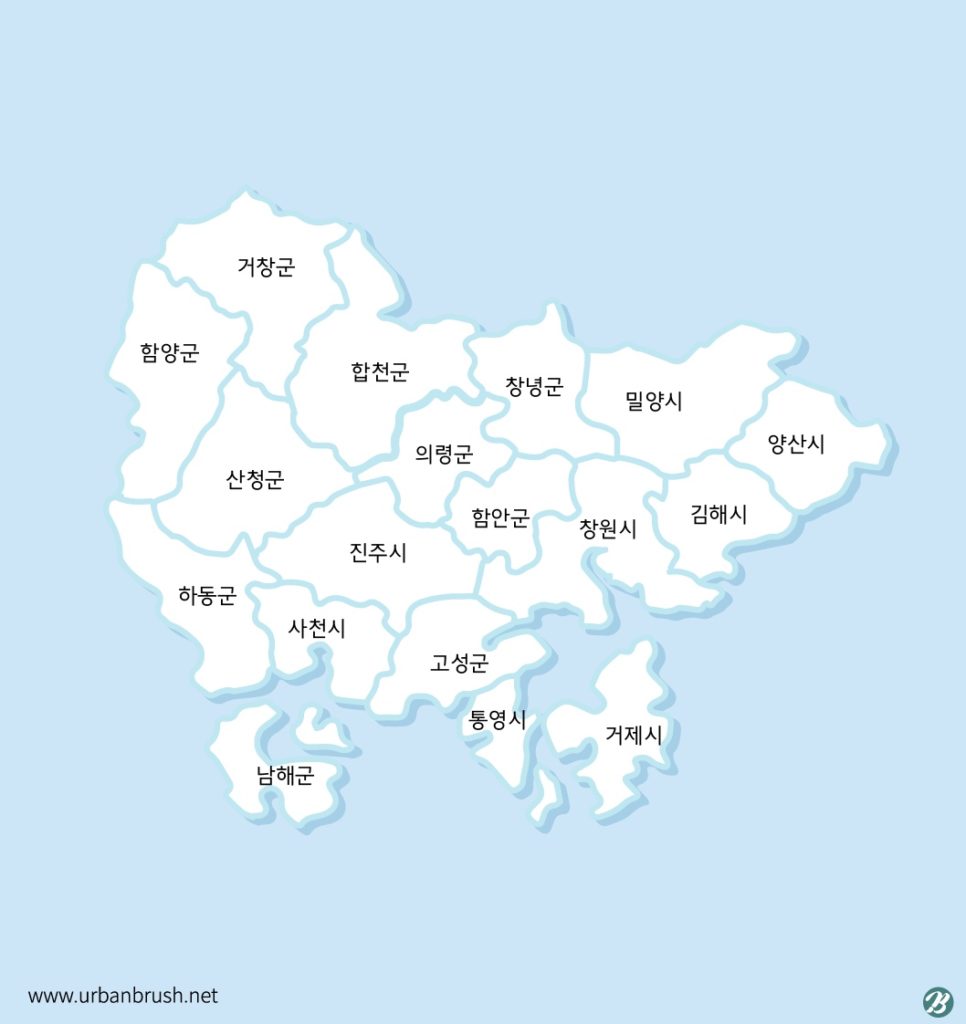 경상남도 지도 일러스트