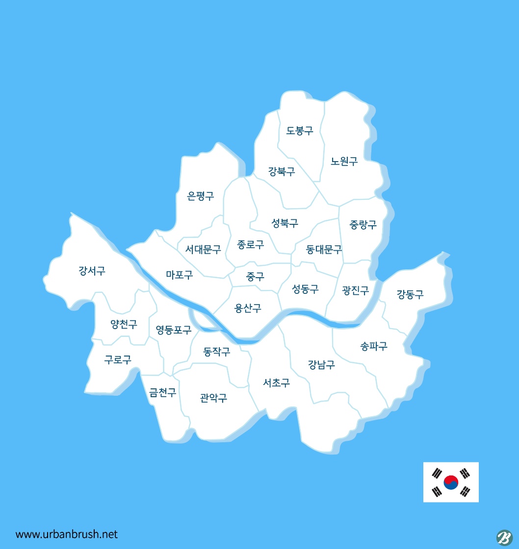 서울 지도 Ai 일러스트 다운로드 Download Korea Seoul Map Vector - Urbanbrush
