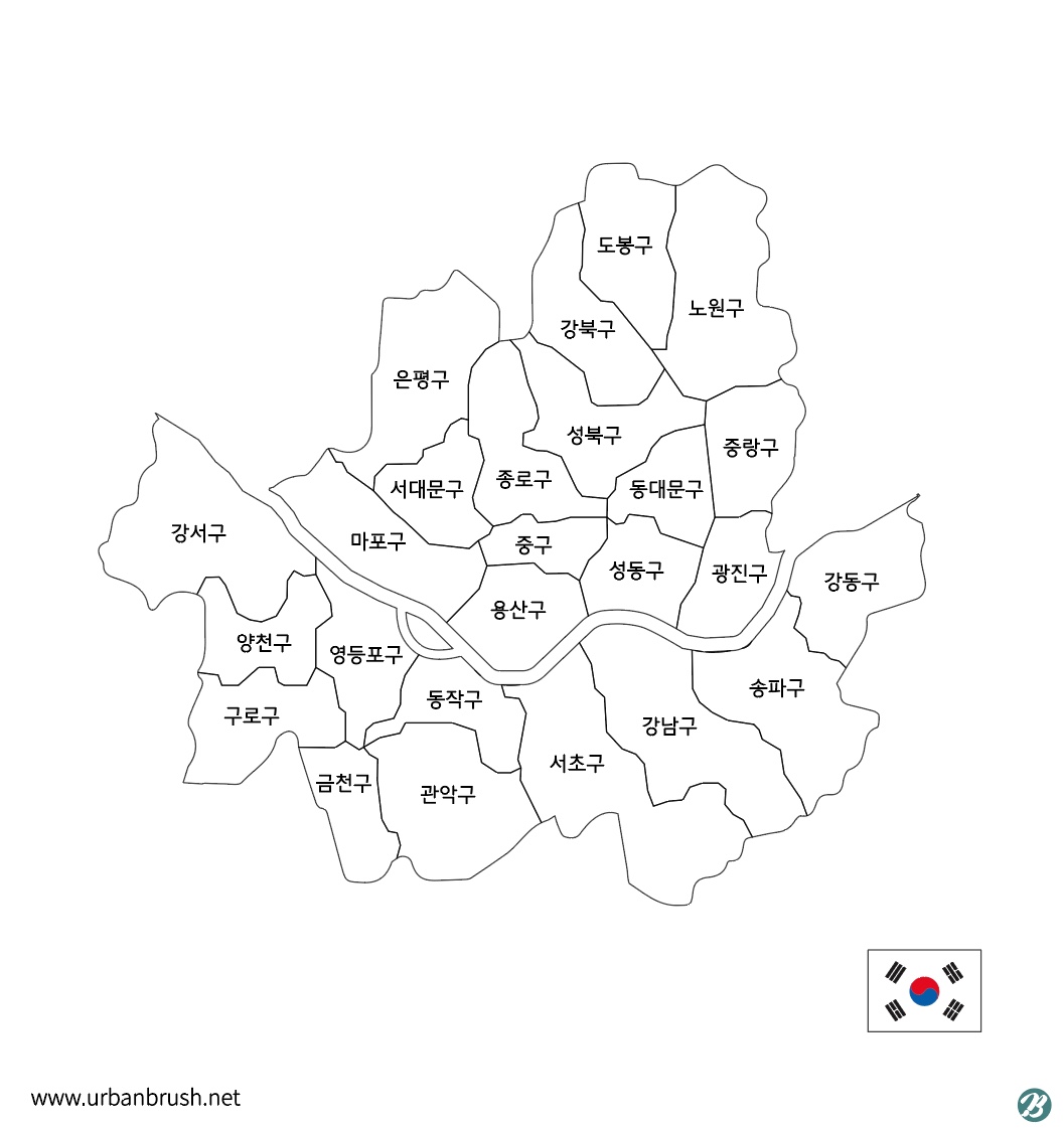 서울 지도 라인 일러스트 Ai 다운로드 Download Seoul Map Line Vector - Urbanbrush