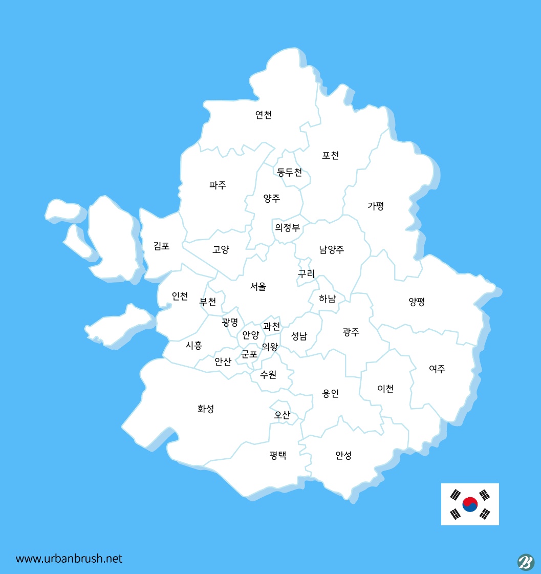 수도권 지도 일러스트 Ai 다운로드 Download Metropolitan Area Map - Urbanbrush