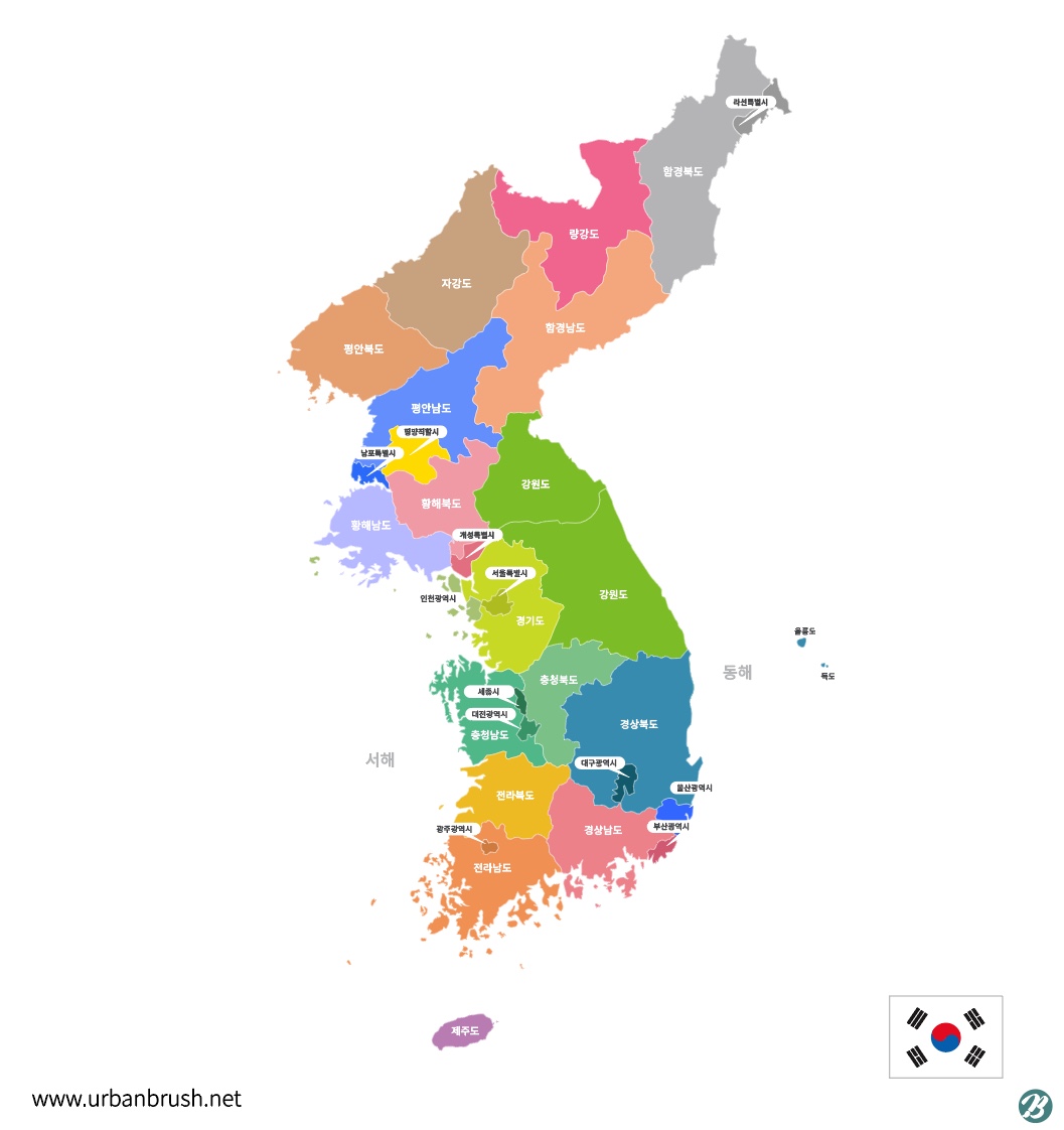 한반도 지도 일러스트 Ai 다운로드 Download Korean Peninsula Map - Urbanbrush