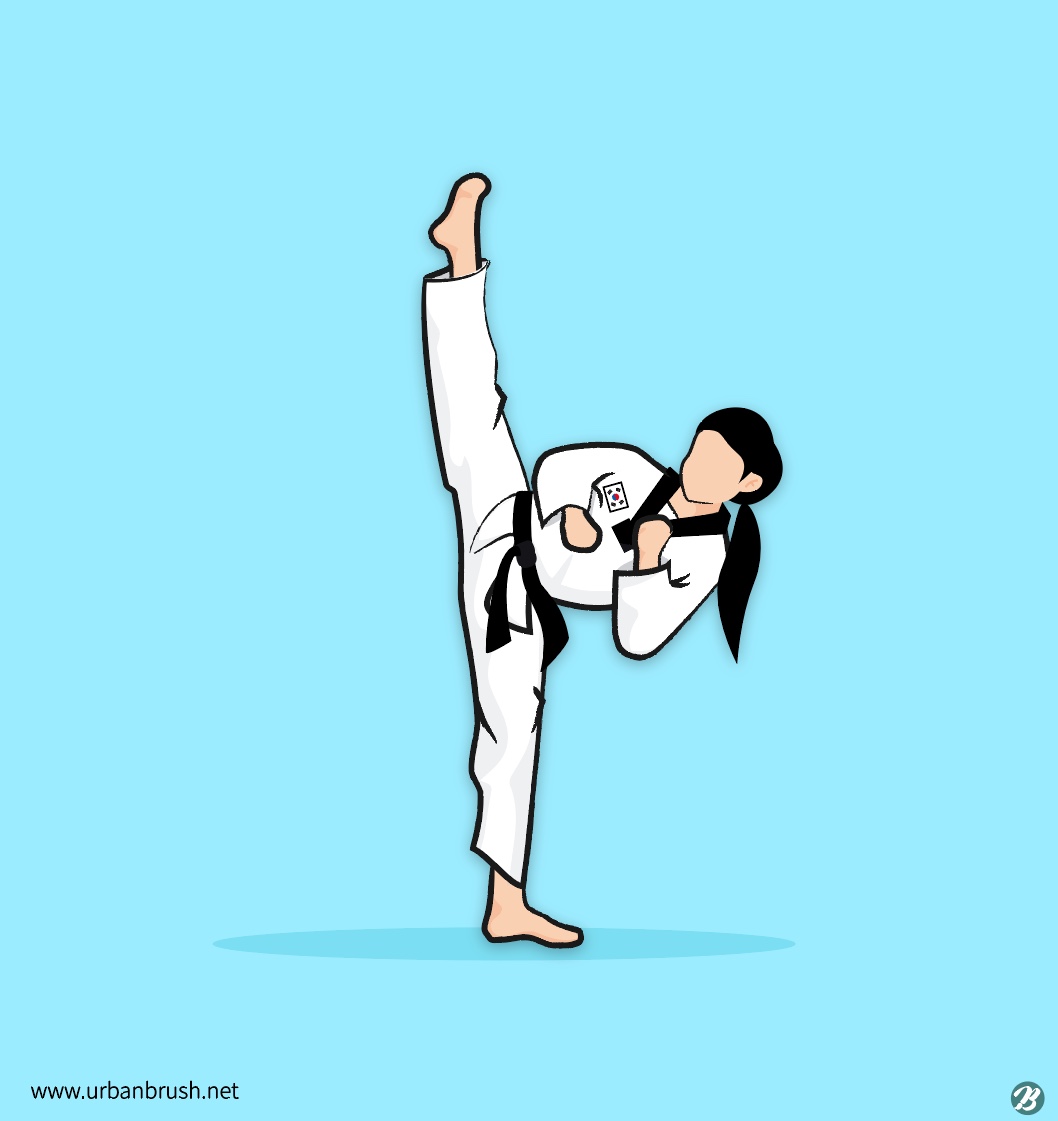 소녀 태권도 발차기 일러스트 Ai 다운로드 Download Girl Taekwondo Kick Vector - Urbanbrush