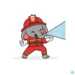 코끼리 소방관 캐릭터 일러스트 ai 다운로드 download elephant firefighter character