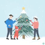 크리스마스 트리 만들기 가족 일러스트 ai 다운로드 download making a christmas tree vector