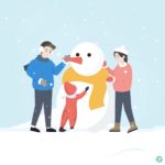 눈사람 만들기 가족 일러스트 ai 다운로드 download family making snowman