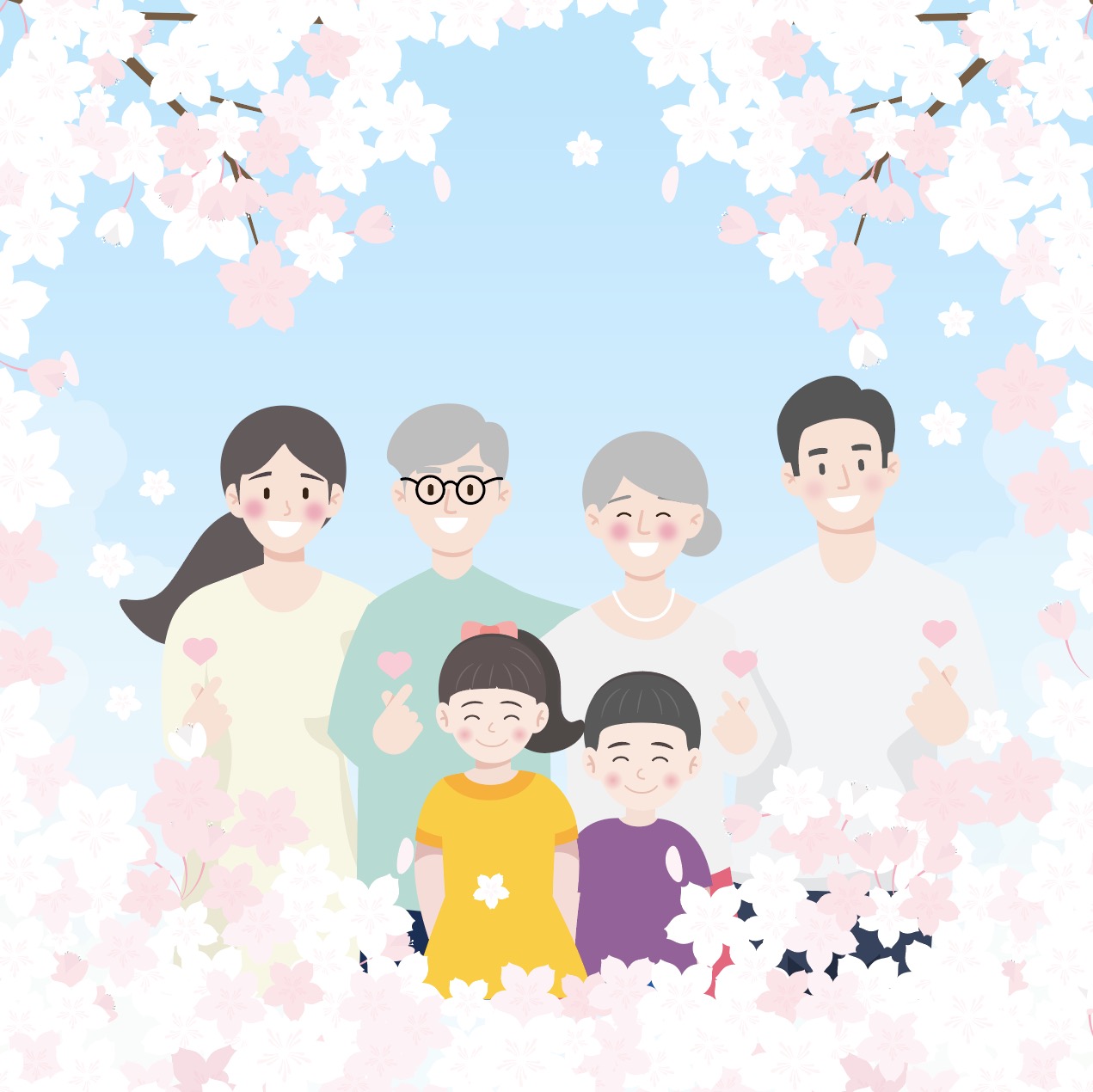벚꽃 가족 일러스트 Ai 다운로드 Download Cherry Blossom Family Vector - Urbanbrush