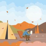 가을 독서 캠핑 일러스트 ai 다운로드 download autumn reading camping vector