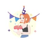 생일 파티 소녀 일러스트 ai 다운로드 download birthday party girl vector