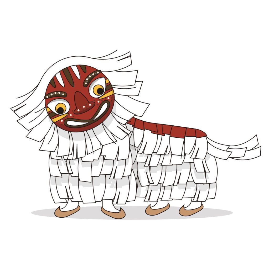 전통 사자탈 일러스트