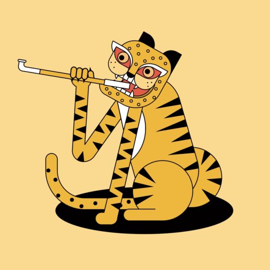 민화 담배피는 호랑이