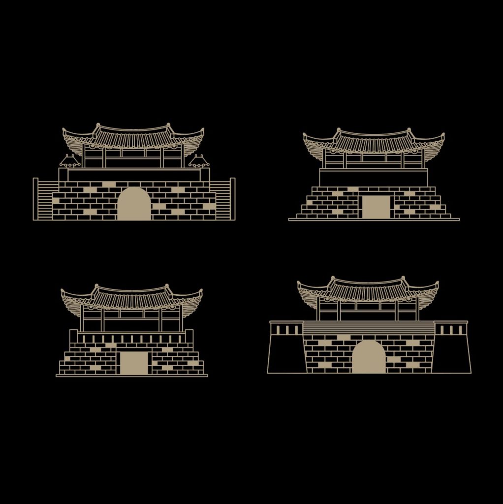 동서남북 성벽 도안