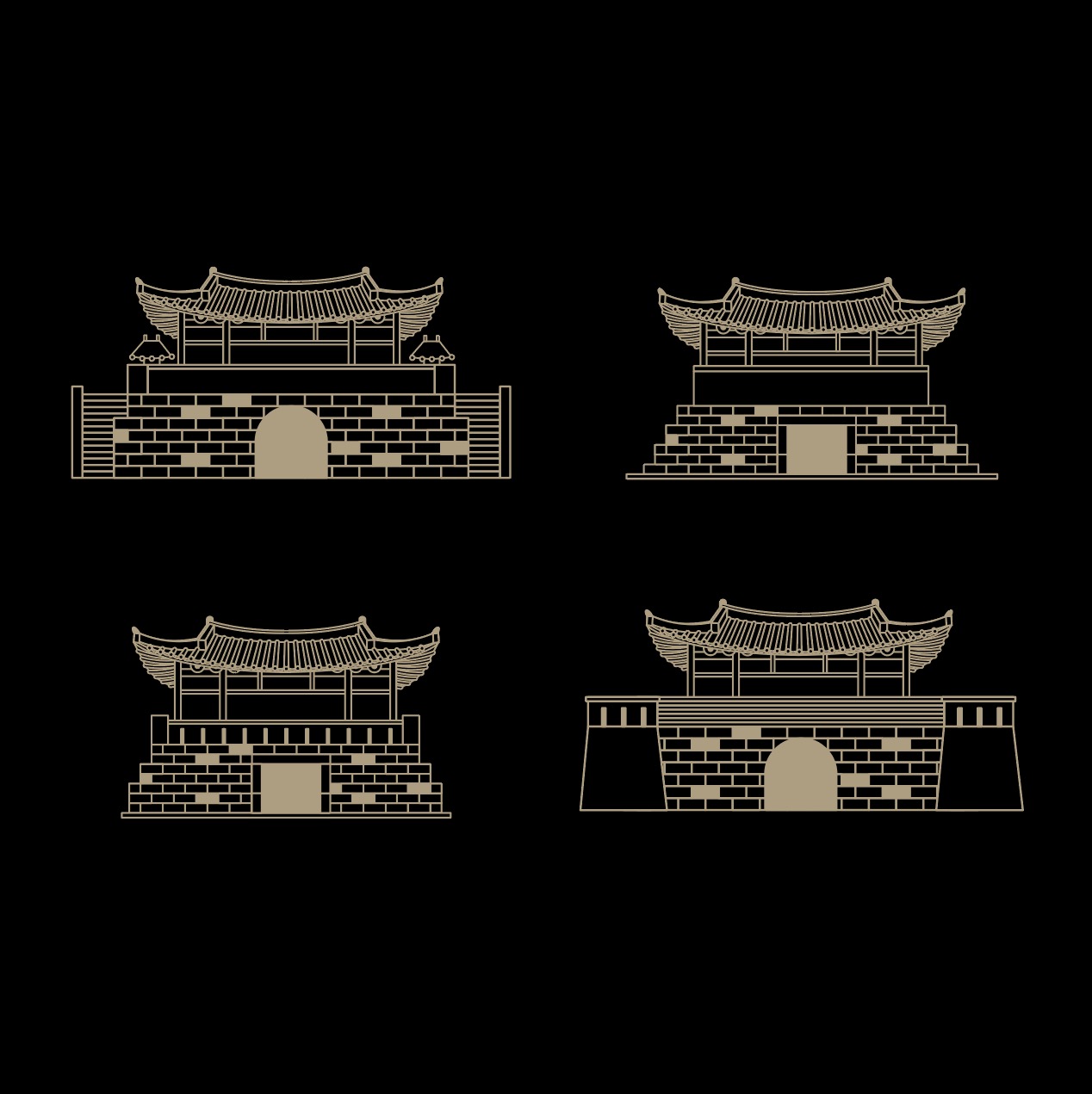동서남북 성벽 도안