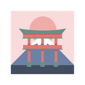 일본사원 후지산 일러스트