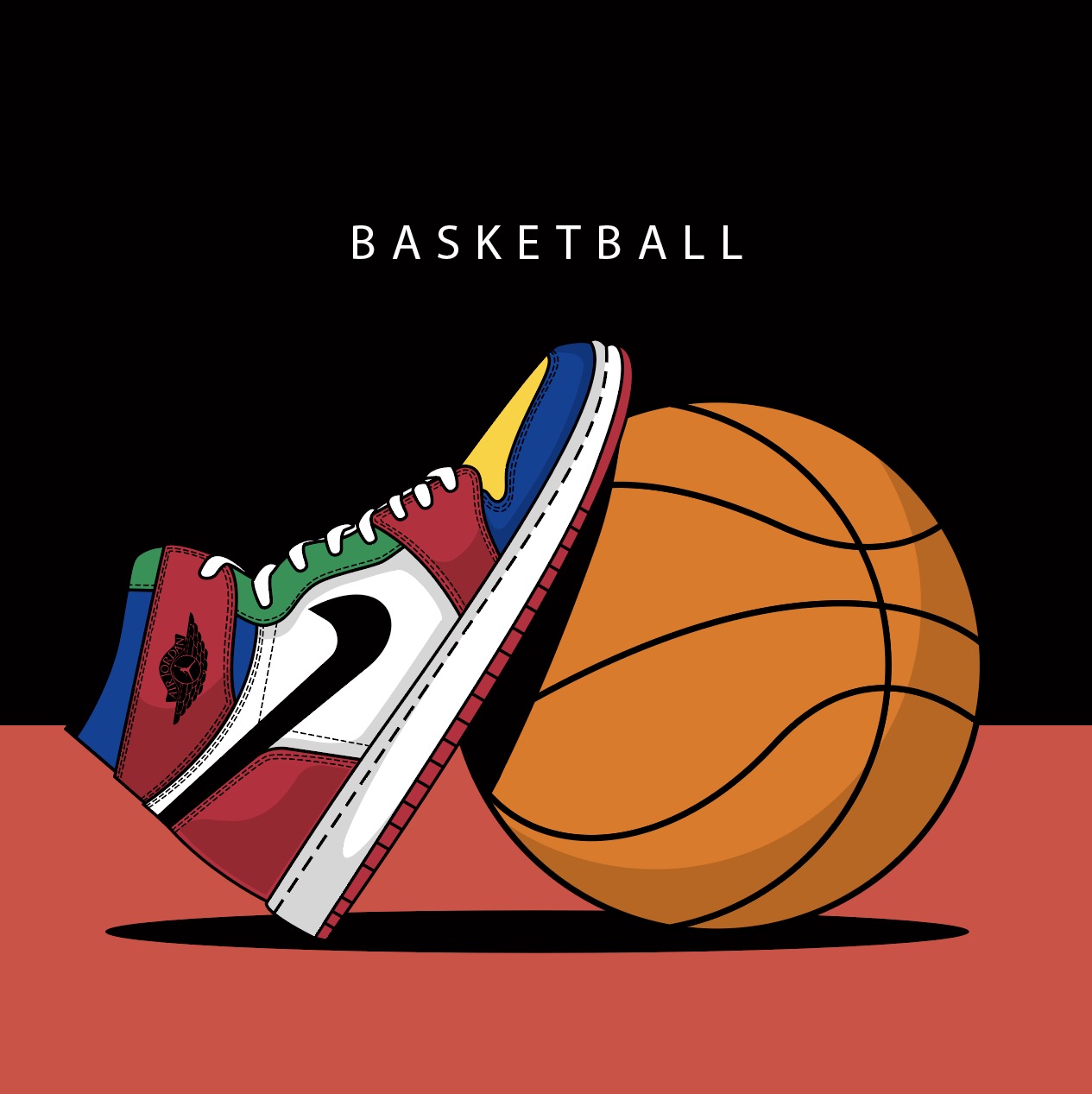 농구공과 에어조던 일러스트