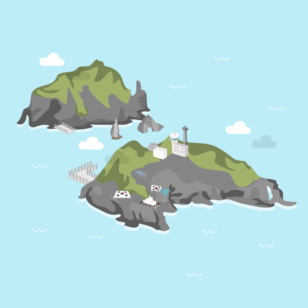 독도 일러스트 풍경