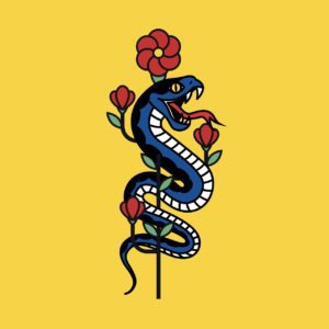 꽃 뱀 일러스트