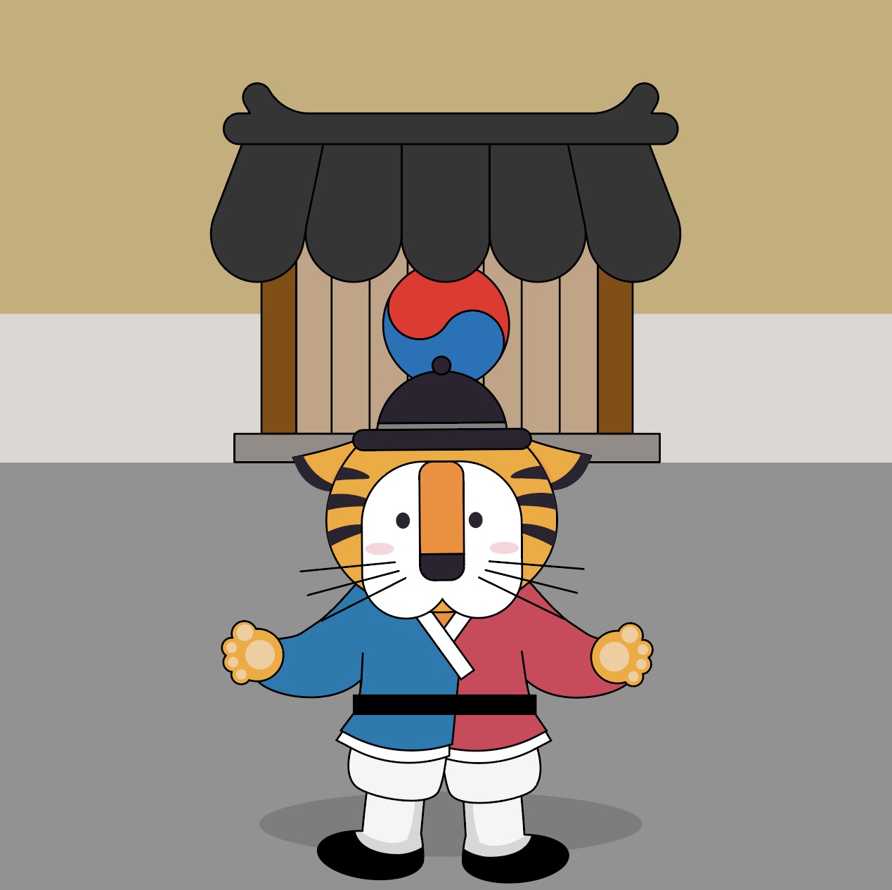 호랑이 전통복 일러스트