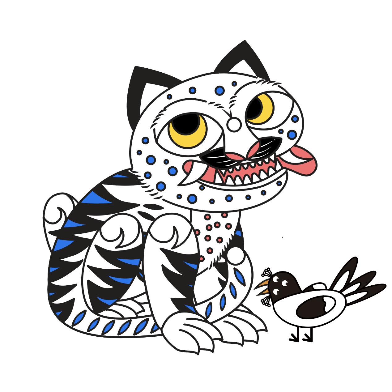 Download cute k-pop demon hunters tiger illustration ai