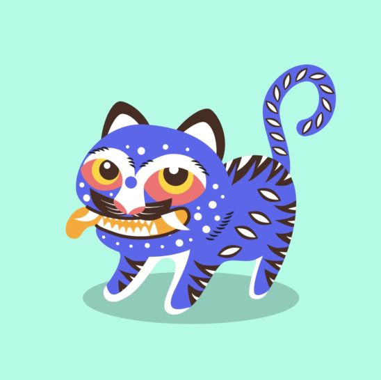 파란 작호도 민화