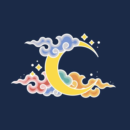 전통 구름과 초승달