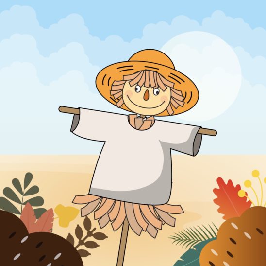 허수아비 가을 일러스트