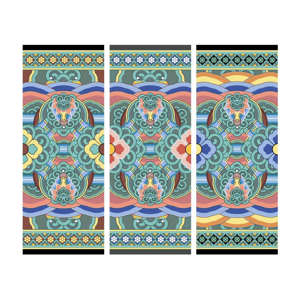 Download Korean traditional Dancheong pattern illustration AI