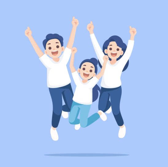 가족 화이팅 점프